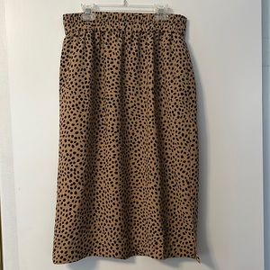 J CREW - Leopard Spot Pull On Midi Skirt with small 6-inch Slit